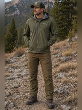 KUIU Olive Green Softshell Hooded Hunting Performance Jacket